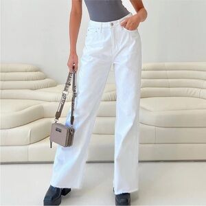 Princess Polly White Wide-Leg Jeans